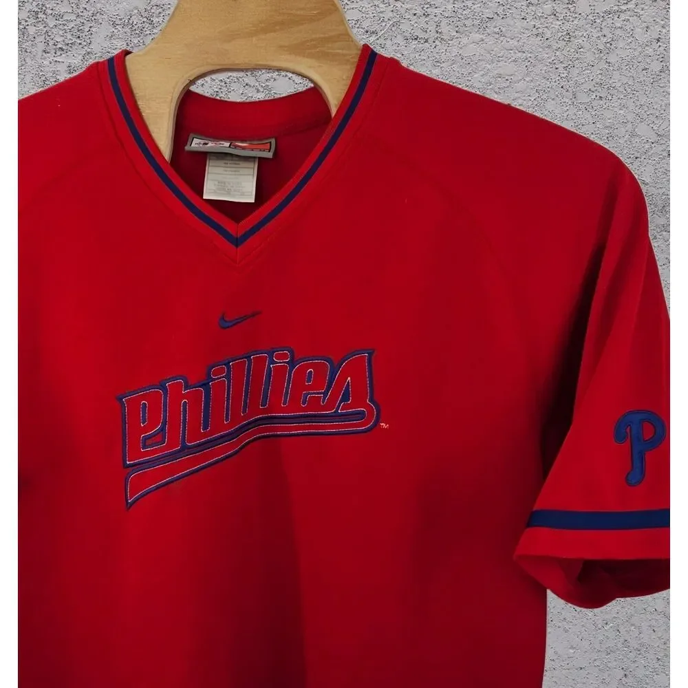 Vintage Nike Baseball Jersey Size XL MLB Philadelphia Phillies Center Swoosh Red
